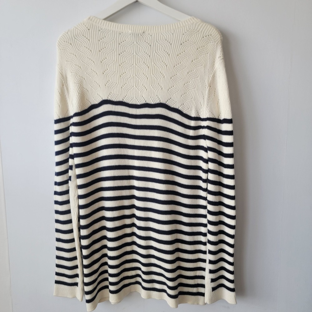 Talbots women's timeless Stripe Sweater size 2X Crew neck decorative buttons - Picture 2 of 8